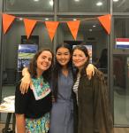 Silvia (first from left) hosted the Dutch Cultural Night in early April, enjoying the event with her friends.